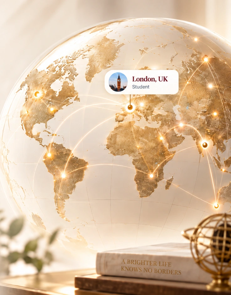 A golden globe with worldwide locations