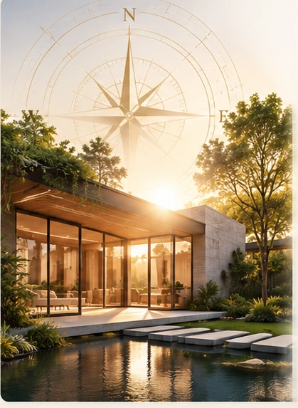 Sunlit home and compass