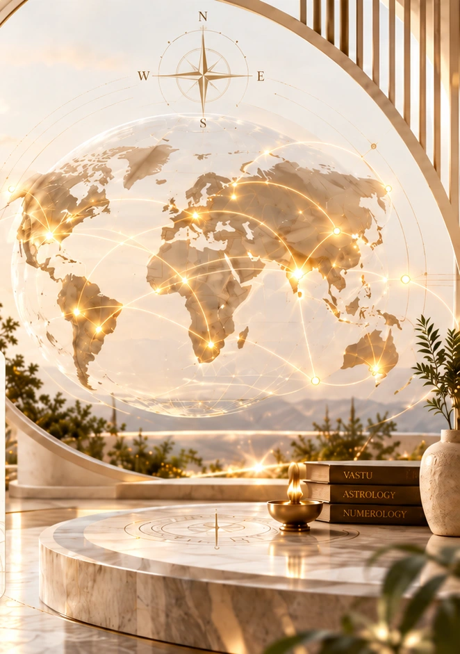 Golden globe representing worldwide consultations